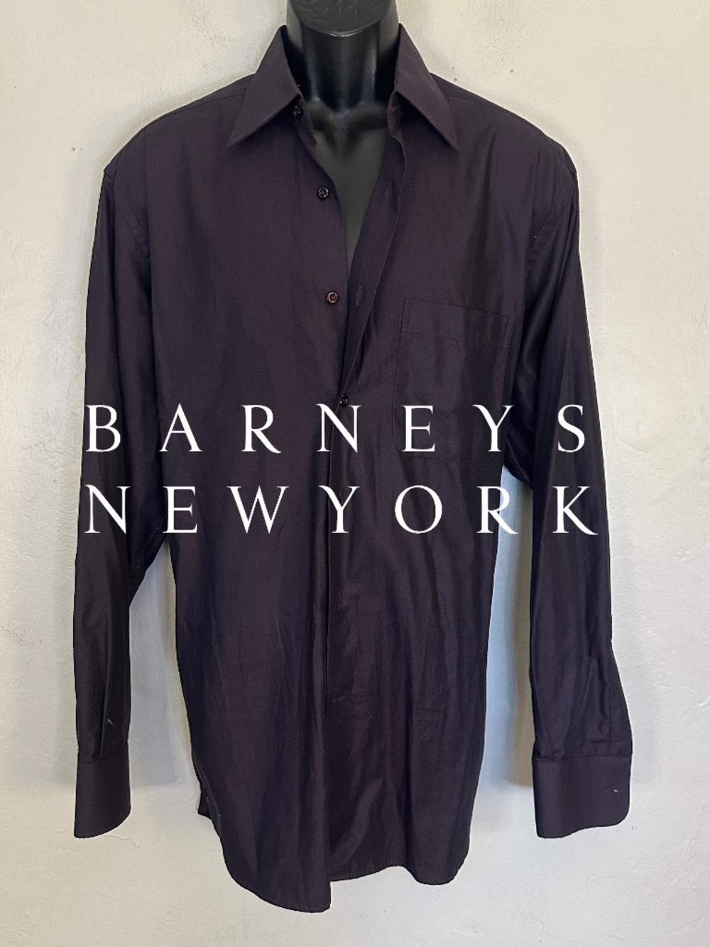Barneys NY Long Sleeve Shirt Medium Gently worn 100% cotton diagonal texture